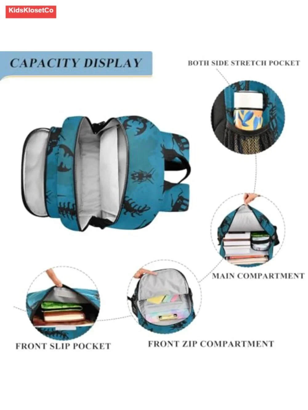 Kids Lightweight School Backpack with Reflective Strips Polyester